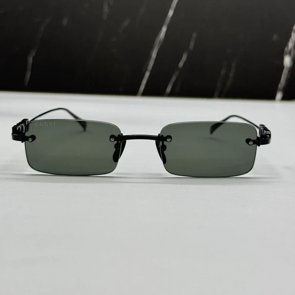 NEW GUCCI SUNGLASSES BLACK UNISEX RECTANGLE EYEWEAR GUCCI GG1808S 001
